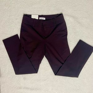 CALVIN KLEIN MODERN ANKLE PANT FOR WOMEN, WINE COLOR, SIZE 2, NEW